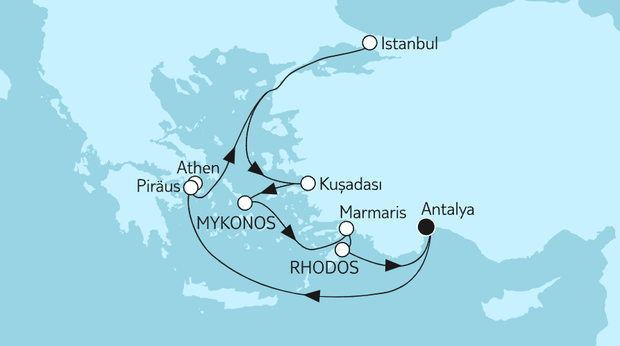 Östliches Mittelmeer mit Rhodos
