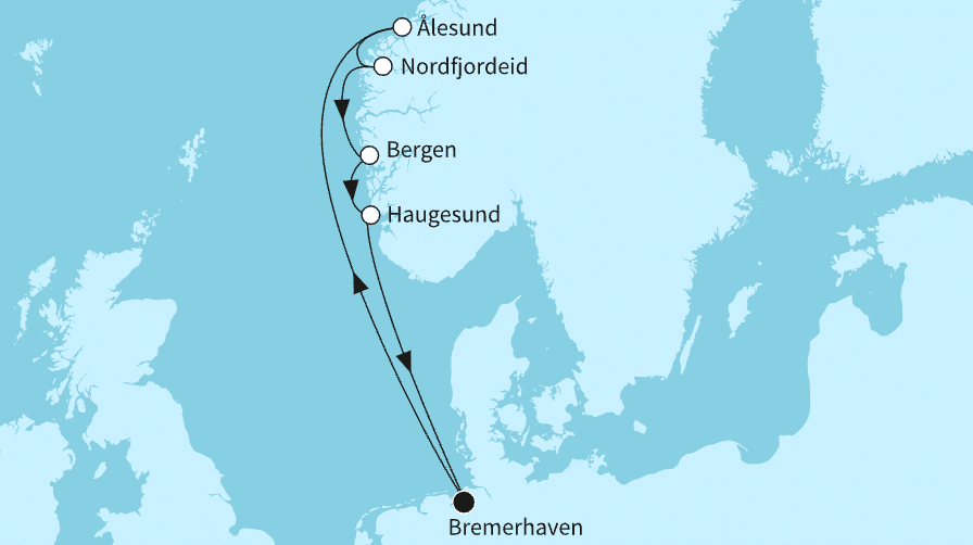 7 Nächte - Norwegens Fjordwelten - ab/bis Bremerhaven Mein Schiff 3