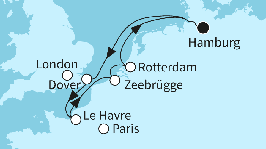 Mein Schiff 2 - Westeuropas Vielfalt - ab:bis Hamburg